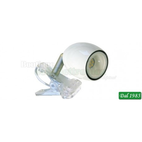 FARETTO SINGOLO LED CON PINZA - BIANCO