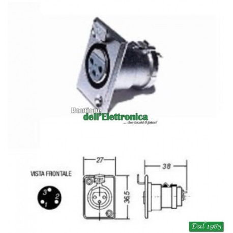 PRESA MICROFONICA XLR DA PANNELLO CON AGGANCIO